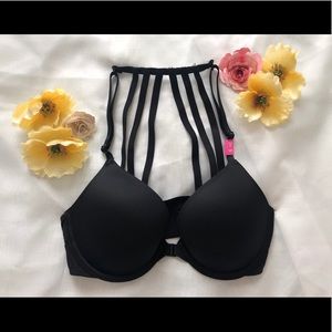 Black • push up • front clasp • T back•••PINK bra